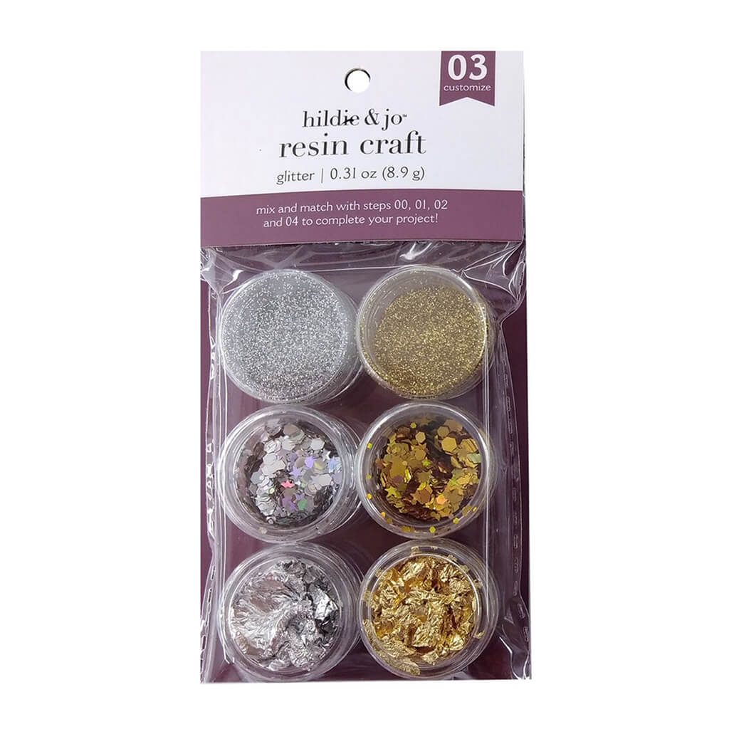 Resin Craft Glitter Metallic Gold &amp; Silver 6pcs