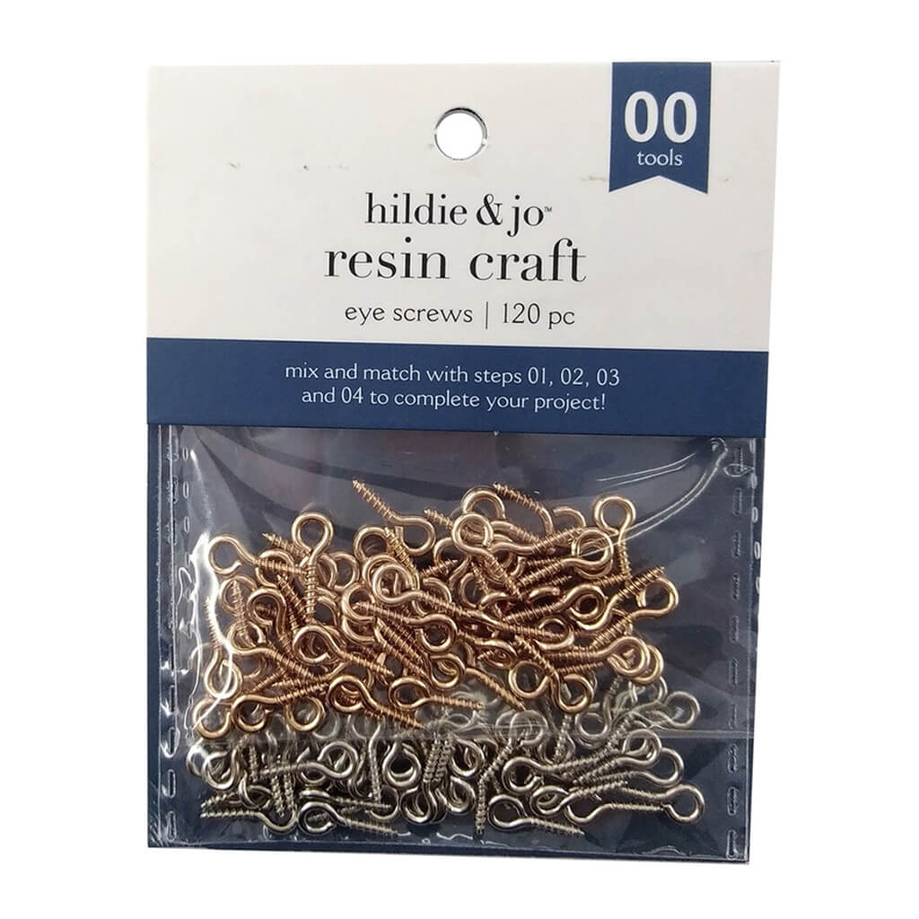 Resin Craft Eye Screws Gold &amp; Silver 120pcs