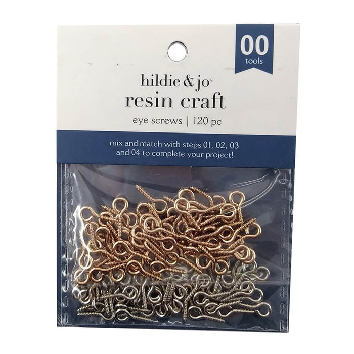 Resin Craft Eye Screws Gold & Silver 120pcs