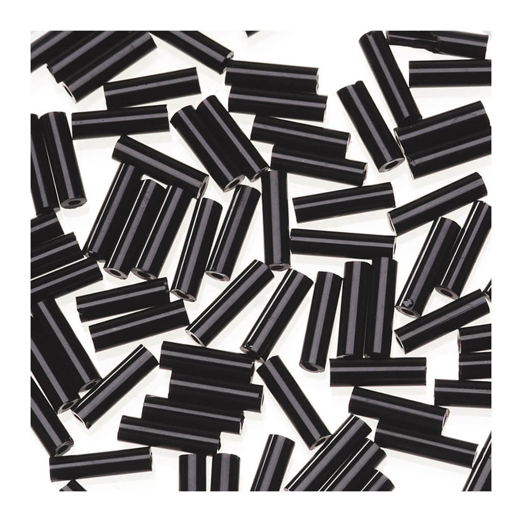 Glass Bugle Beads - Opaque Black