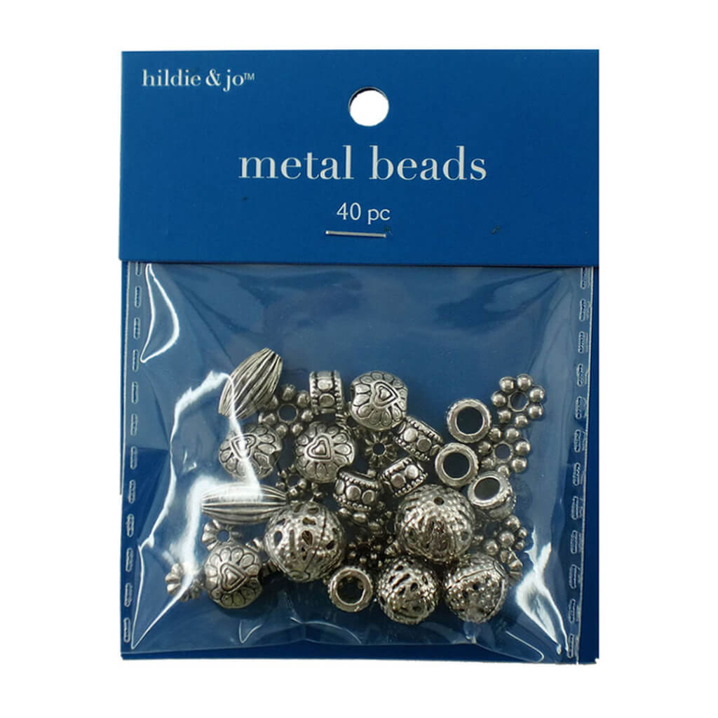 40 pk Metal Cast Spacer Beads-Silver,Asst.