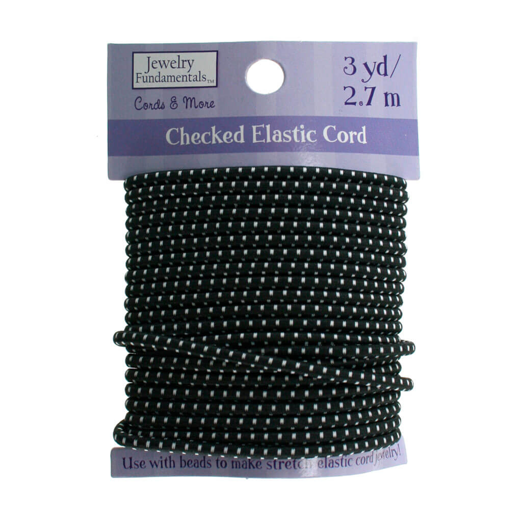 Black Checked Elastic Cord 3yds