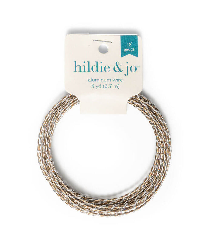 Silver & Gold 2 Ply Twisted Aluminum Wire 18 Gauge 3yds