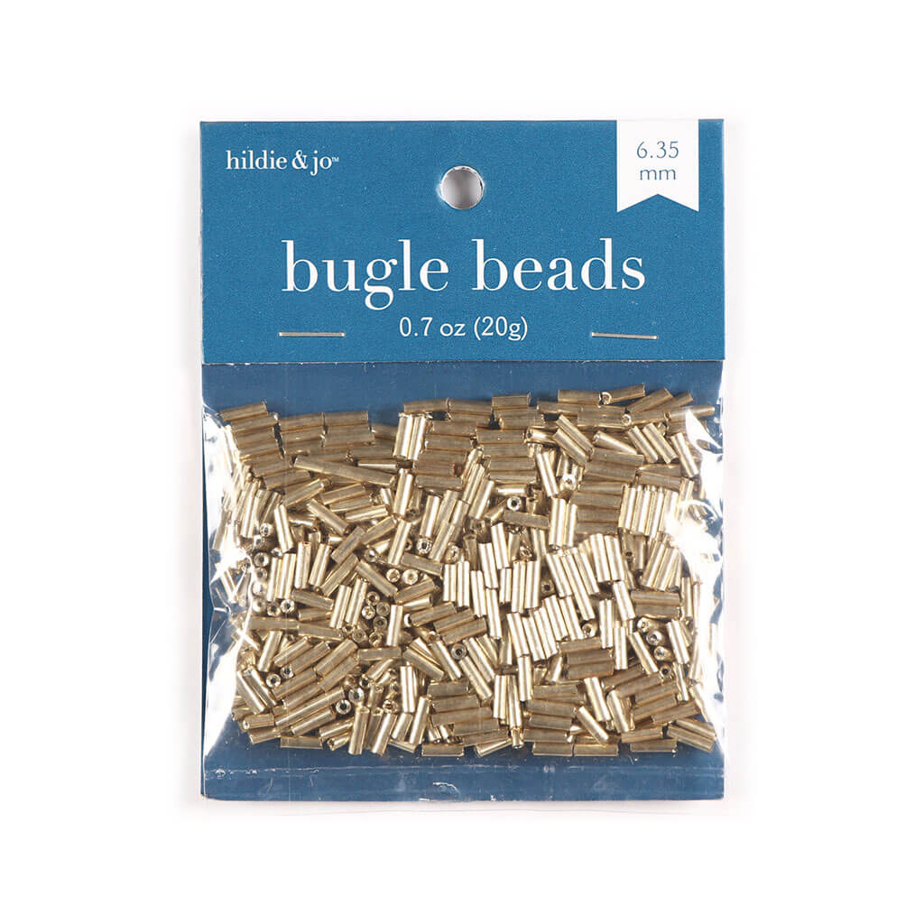 Glass Bugle Bead Gold 0.7oz 6.35mm
