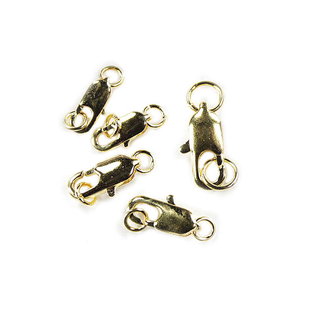 Metal Oblong Lobster Clasps Assorted Gold 5pcs