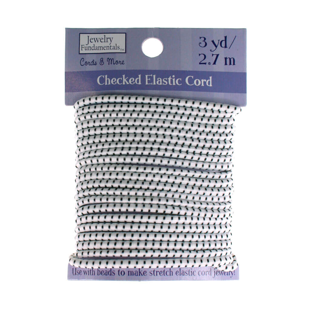 White Checked Elastic Cord 3yds