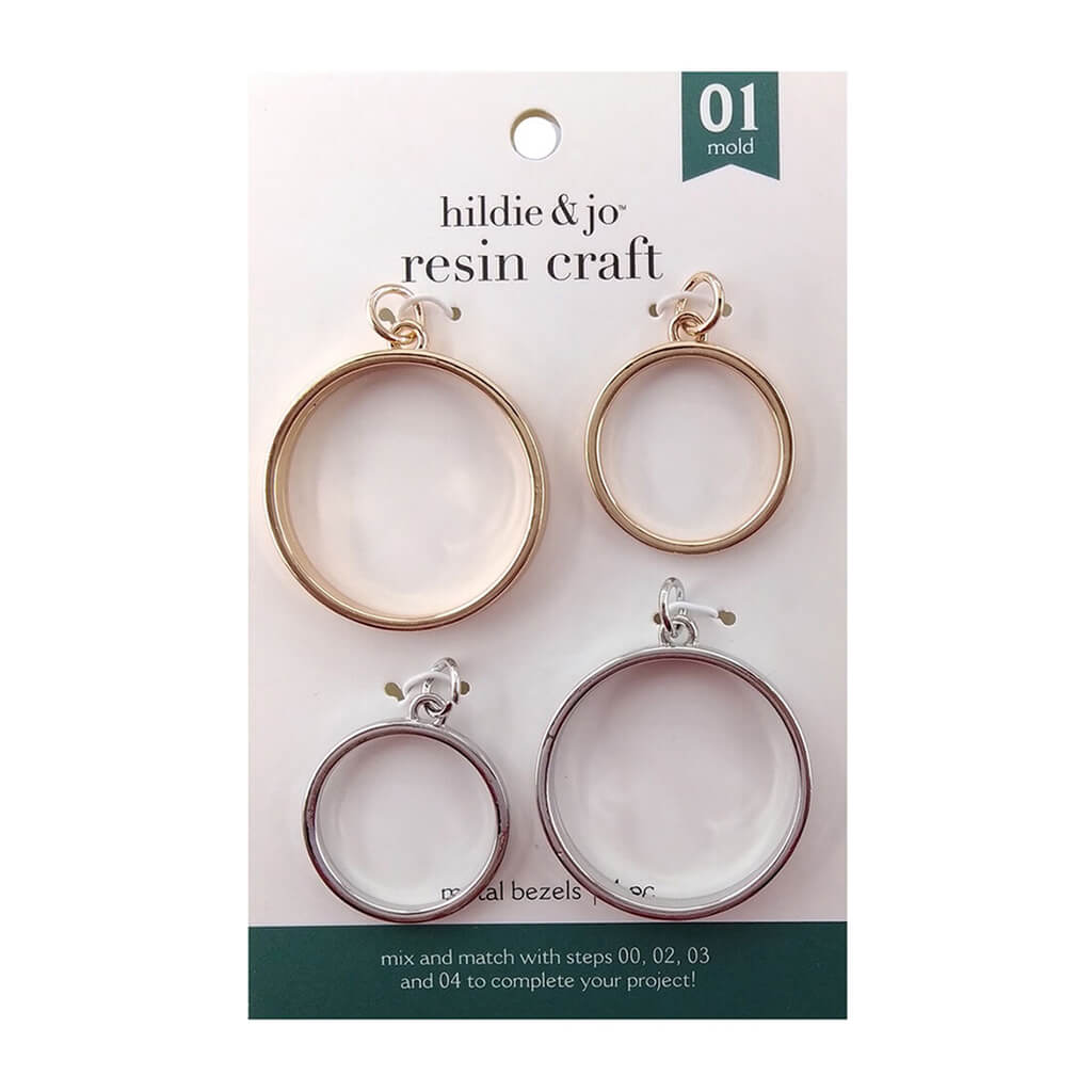 Resin Craft Round Metal Open Bezels Silver &amp; Gold  4pcs