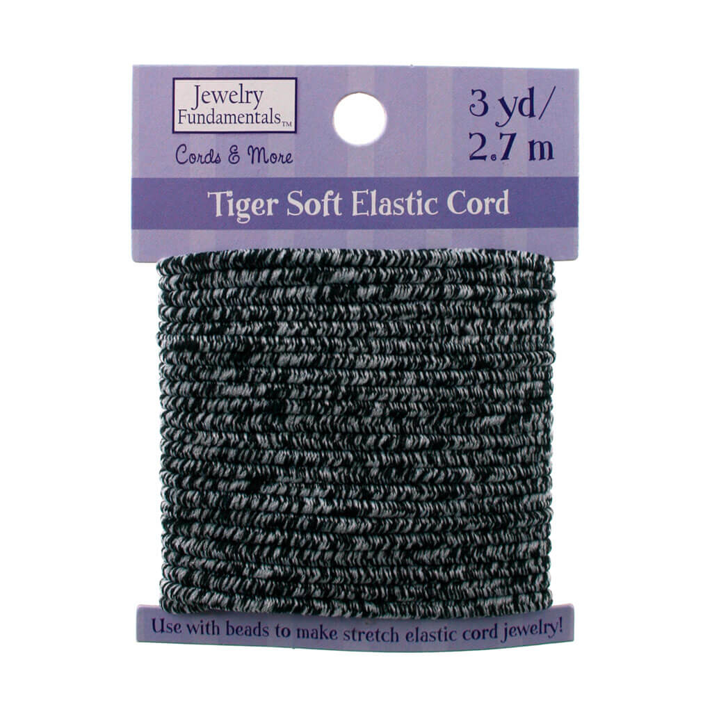 Gray &amp; Black Tiger Soft Elastic Cord 3yds