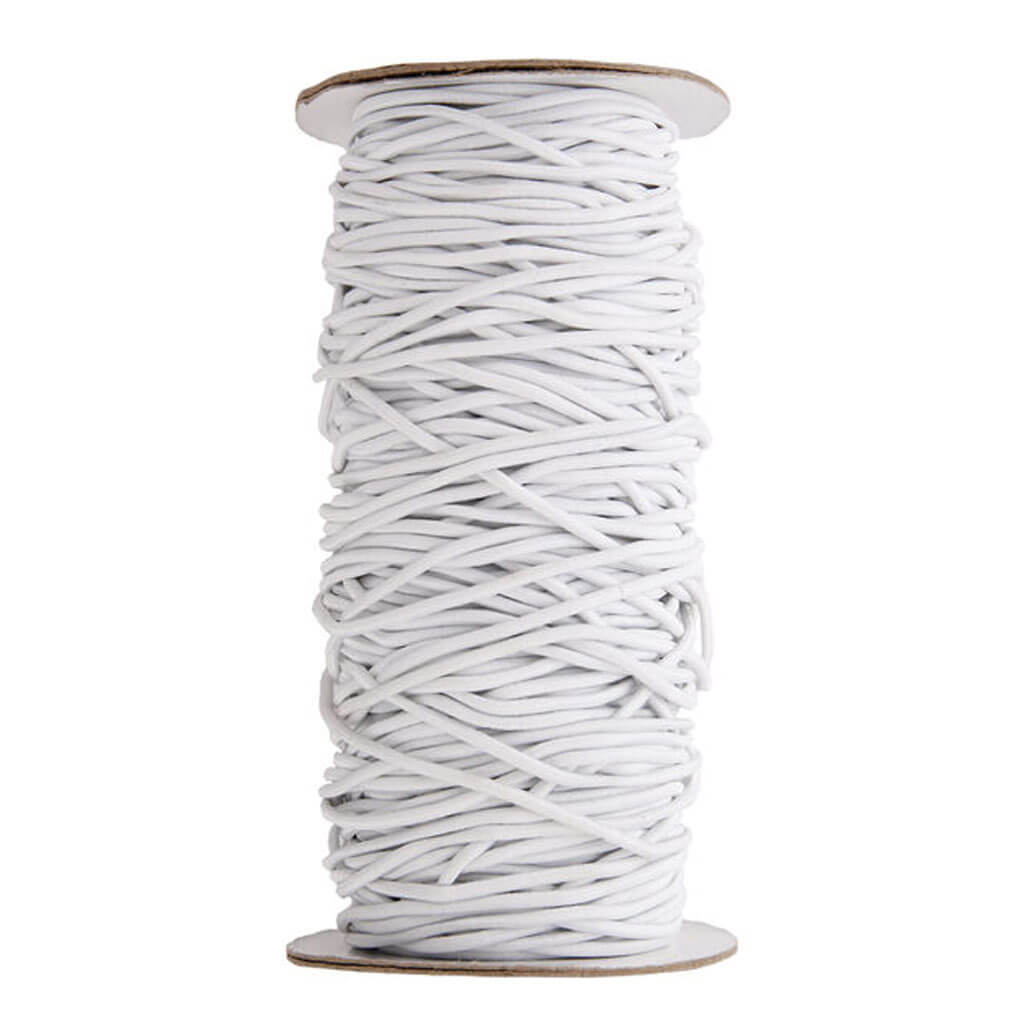 Thick Elastic Cord - White, 2mm x 72yds