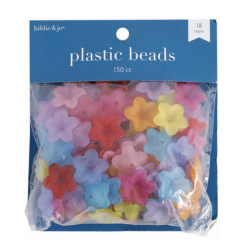 Multicolor Plastic Flower Petal Beads 150pc 18mm