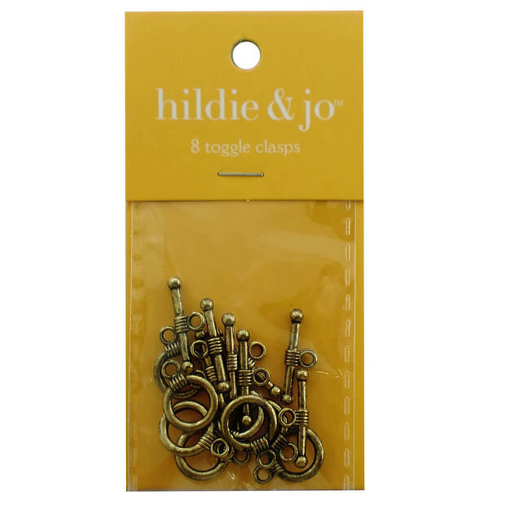 Small Metal Toggle Clasps 8pcs Antique Gold