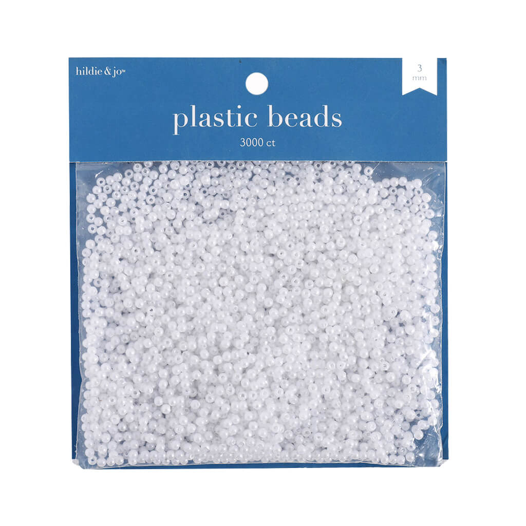 Round Plastic Beads White 3000ct 3mm