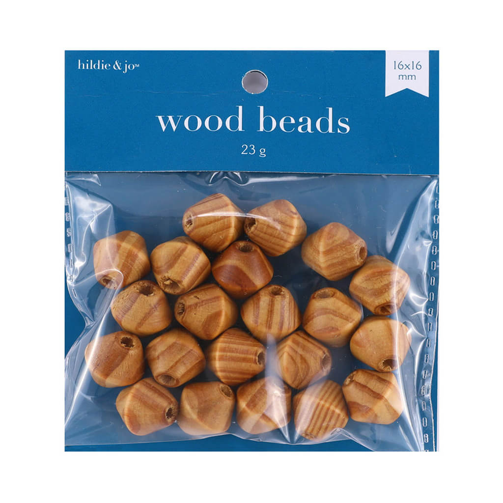 Wooden Beads 16mm x 16mm 25pk Brown