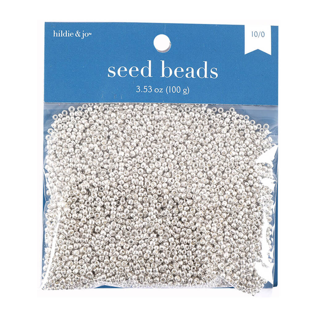 Plastic Seed Beads - Silver 100g