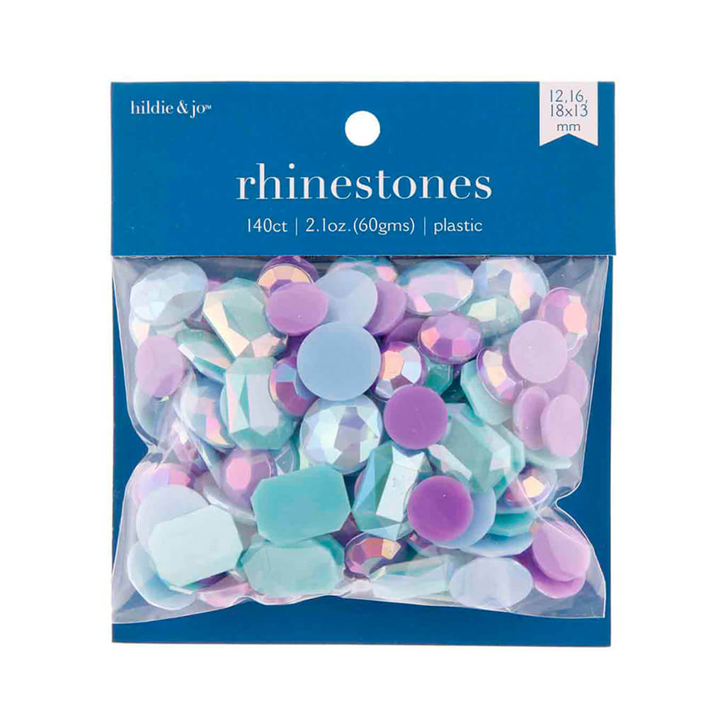 Blue &amp; Purple Plastic Flat Back Rhinestones 140ct 2.1oz