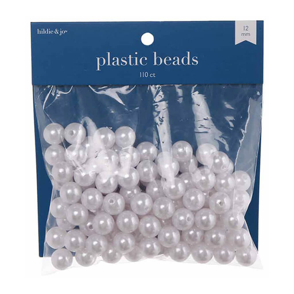 Plastic Pearl Beads White 110pcs 12mm