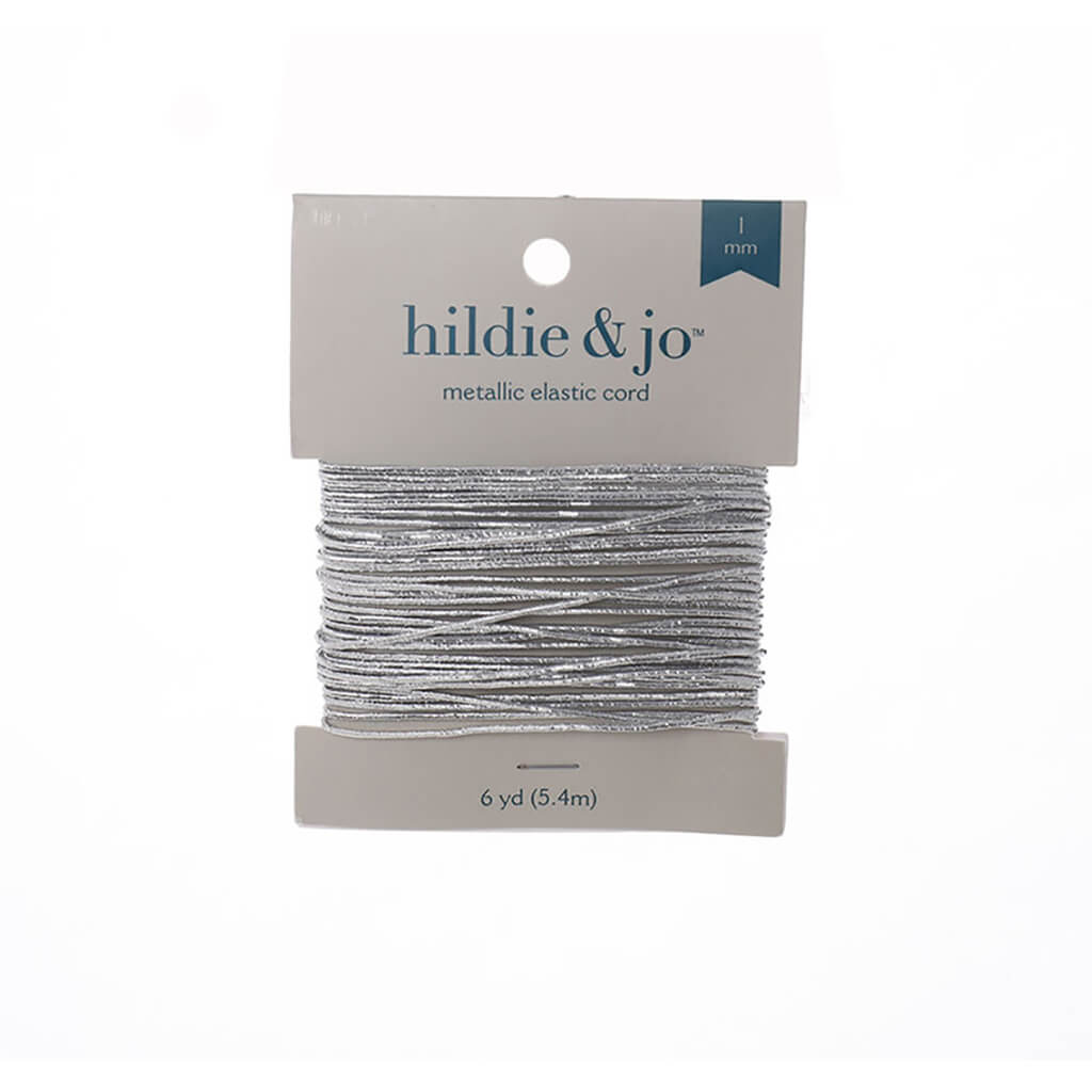 Thick Elastic Cord Metallic Silver, 6yd