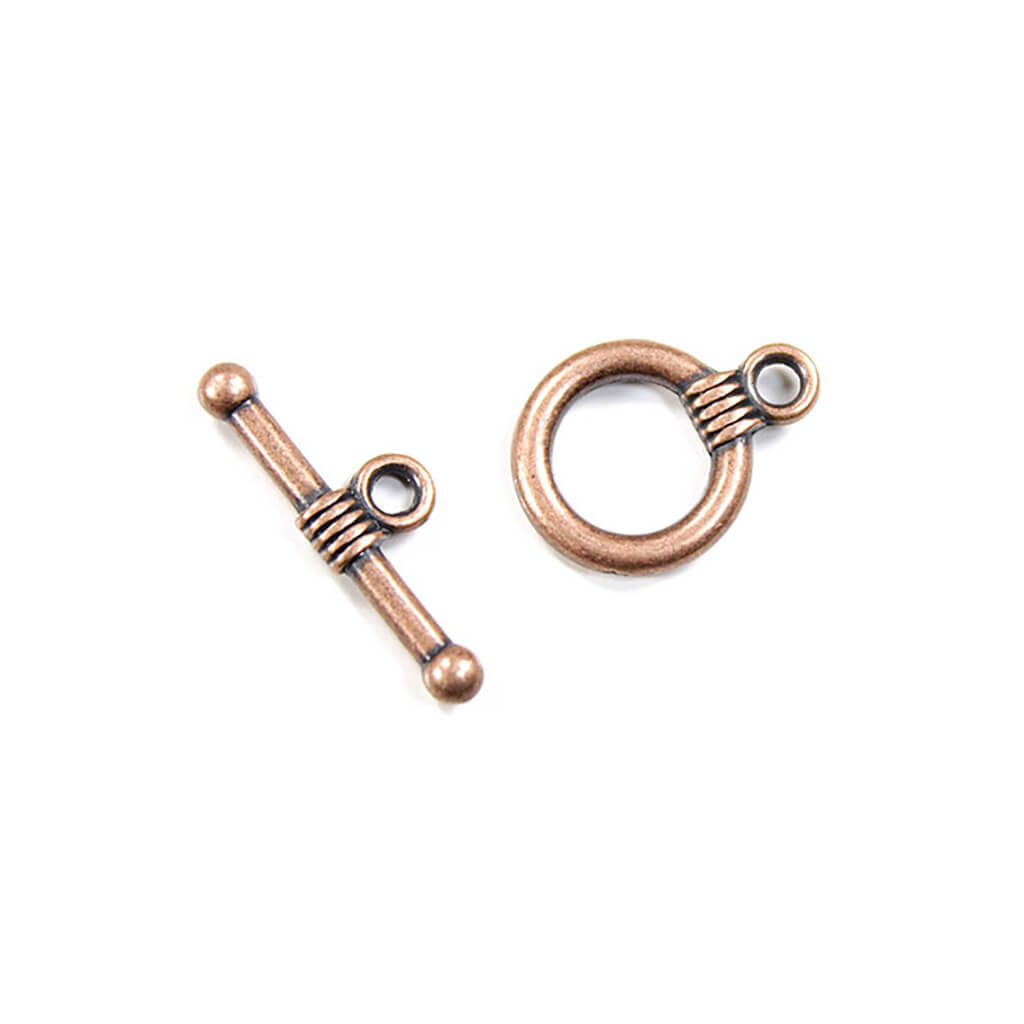 Small Metal Wrap Ball Toggle Clasps-Oxidized Copper,6 pk 11mm, 20mm