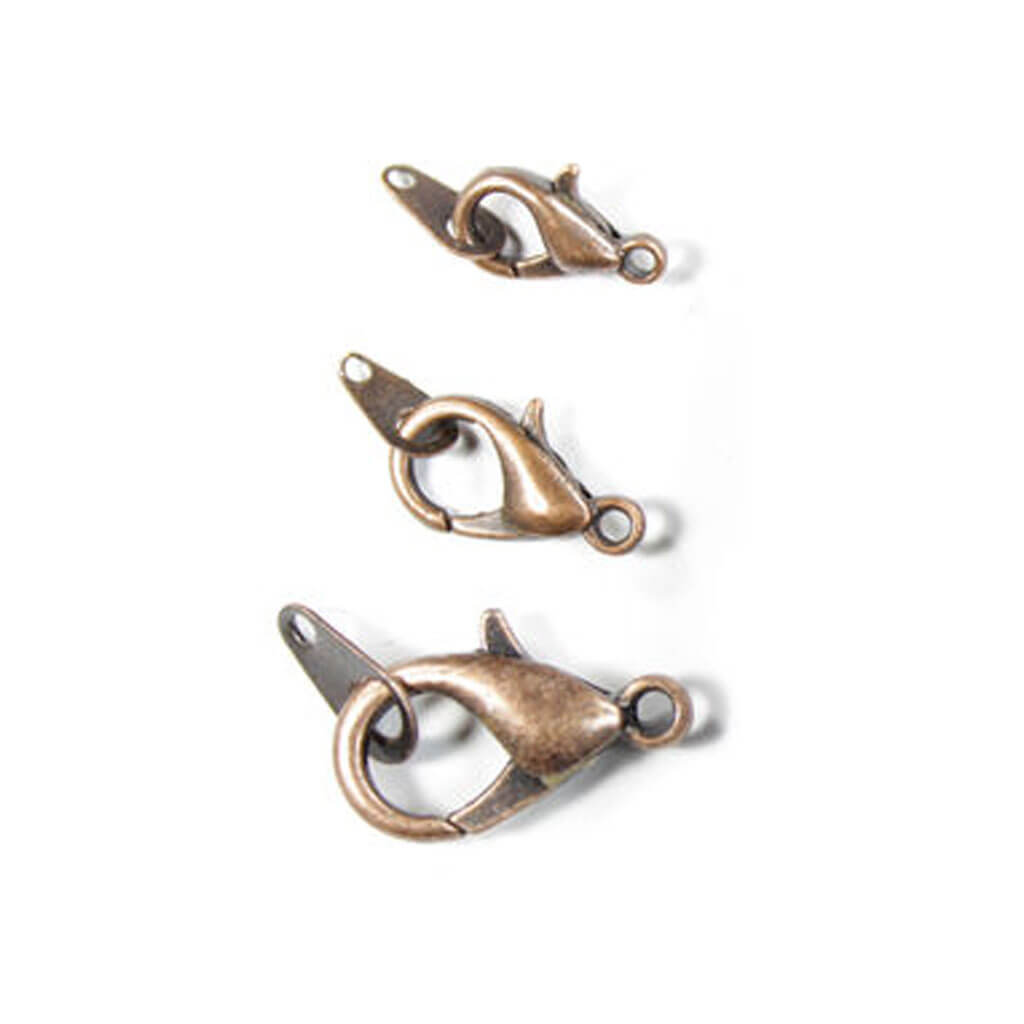 3 pk Metal Lobster Clasps Oxidized Copper10mm,12mm,14mm