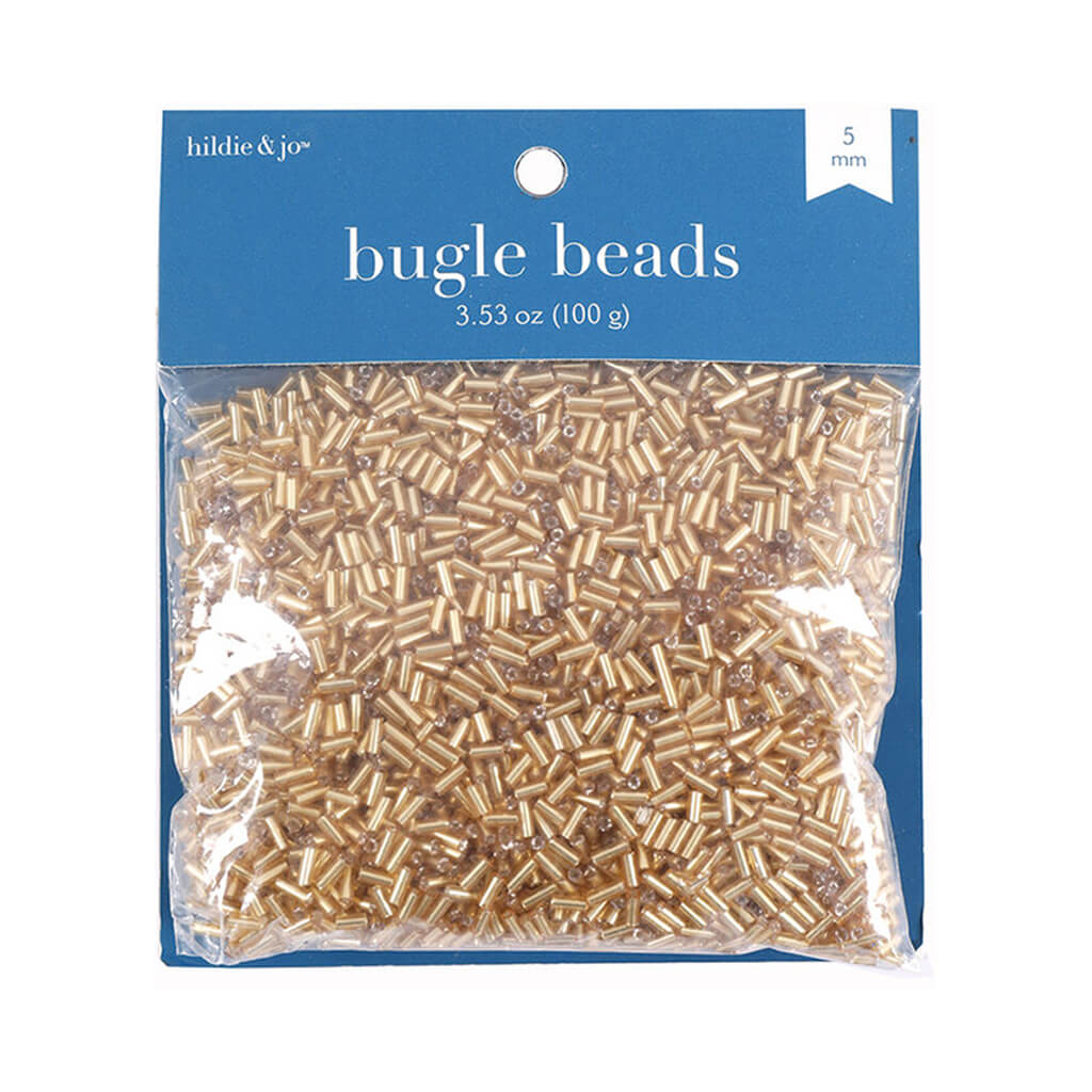 Glass Bugle Beads 5mm Gold