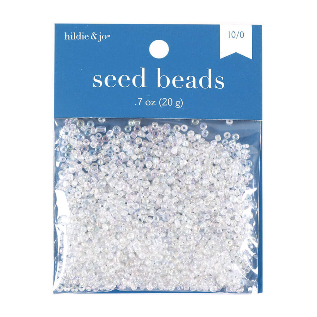 Glass Seed Beads Clear Transparent with Rainbow Effect