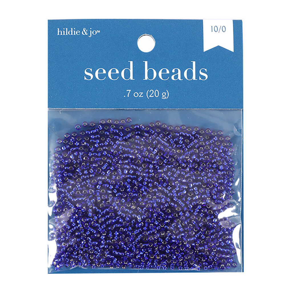 Small Round Glass Rocaille Seed Beads - Royal Blue,0.7oz