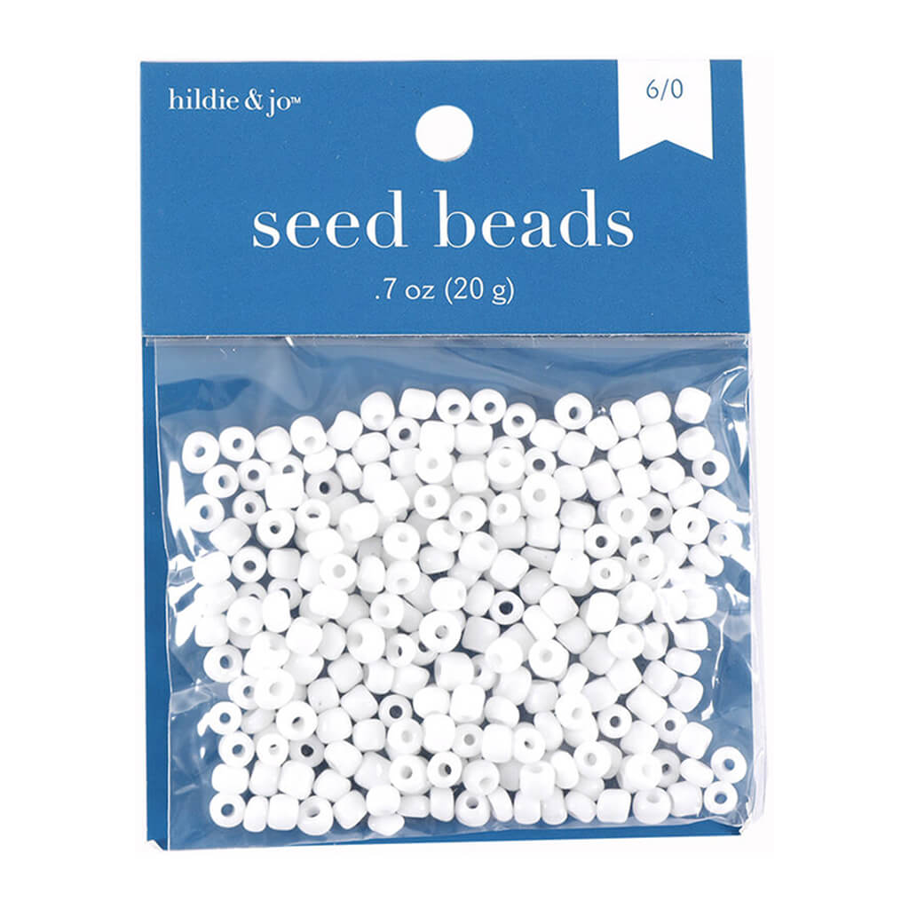 Round Glass Seed Beads - White,20g