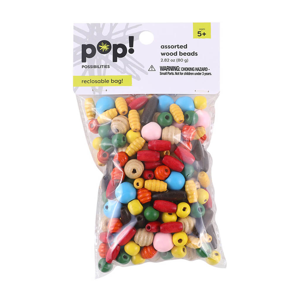 Assorted Wooden Beads Multi, 80g