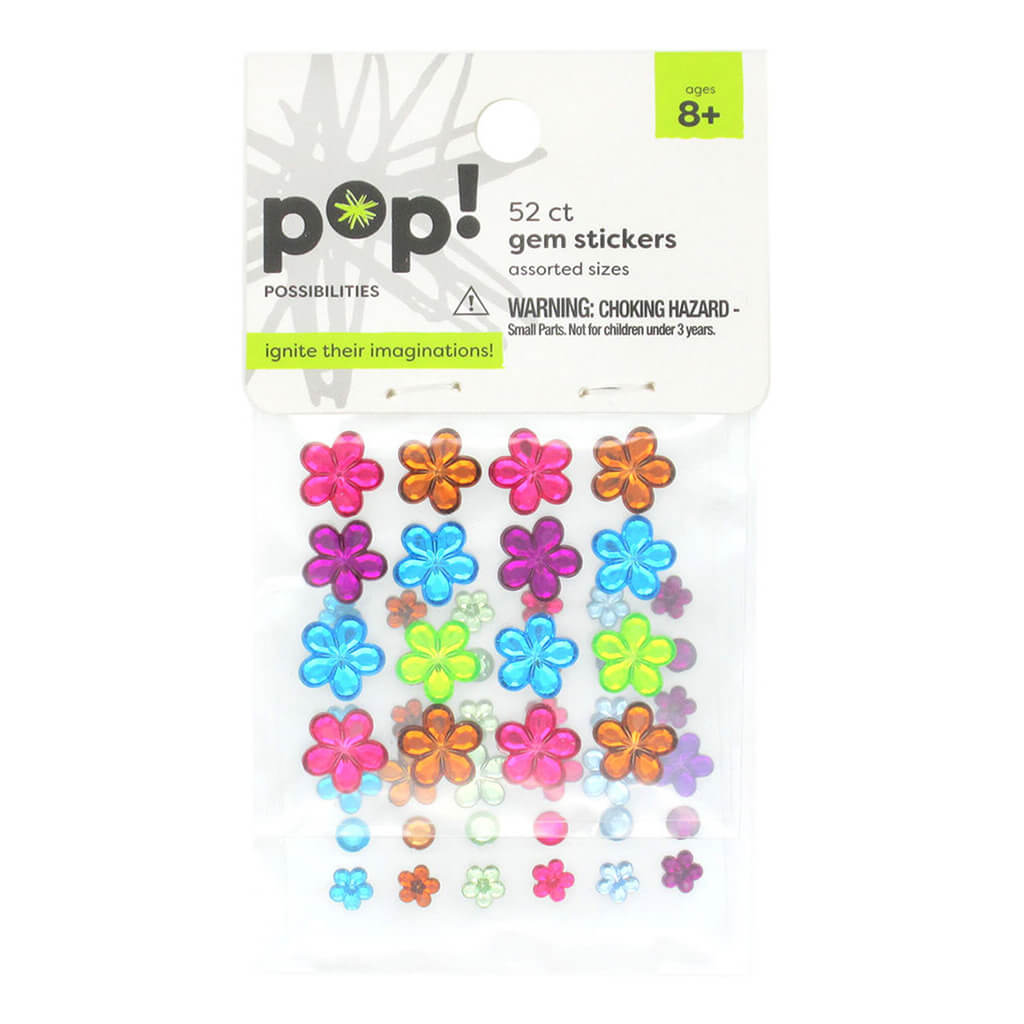 Stick On Rhinestones Vibrant Round Flowers, 52ct