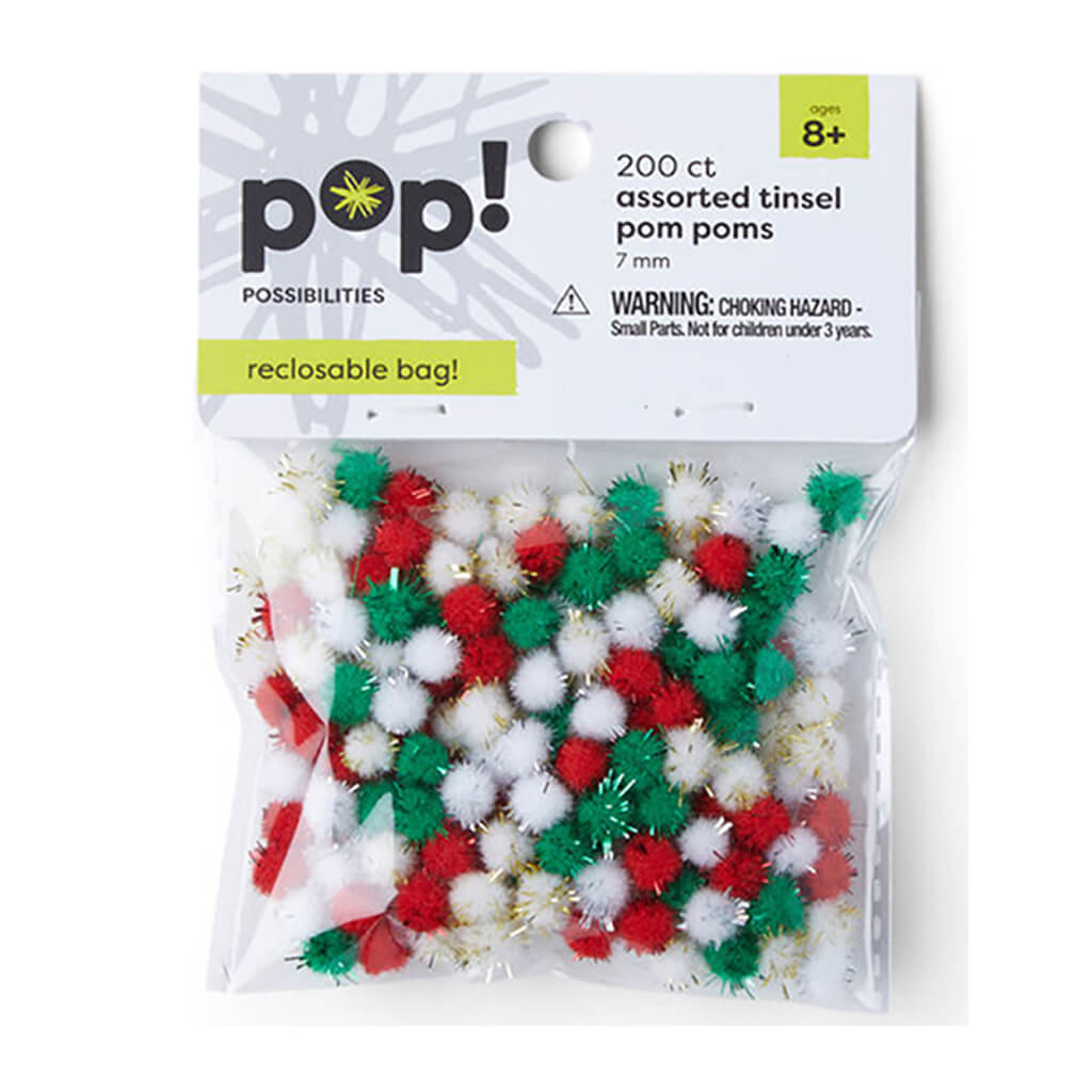 POP! Tinsel Poms 7mm Multi 200ct