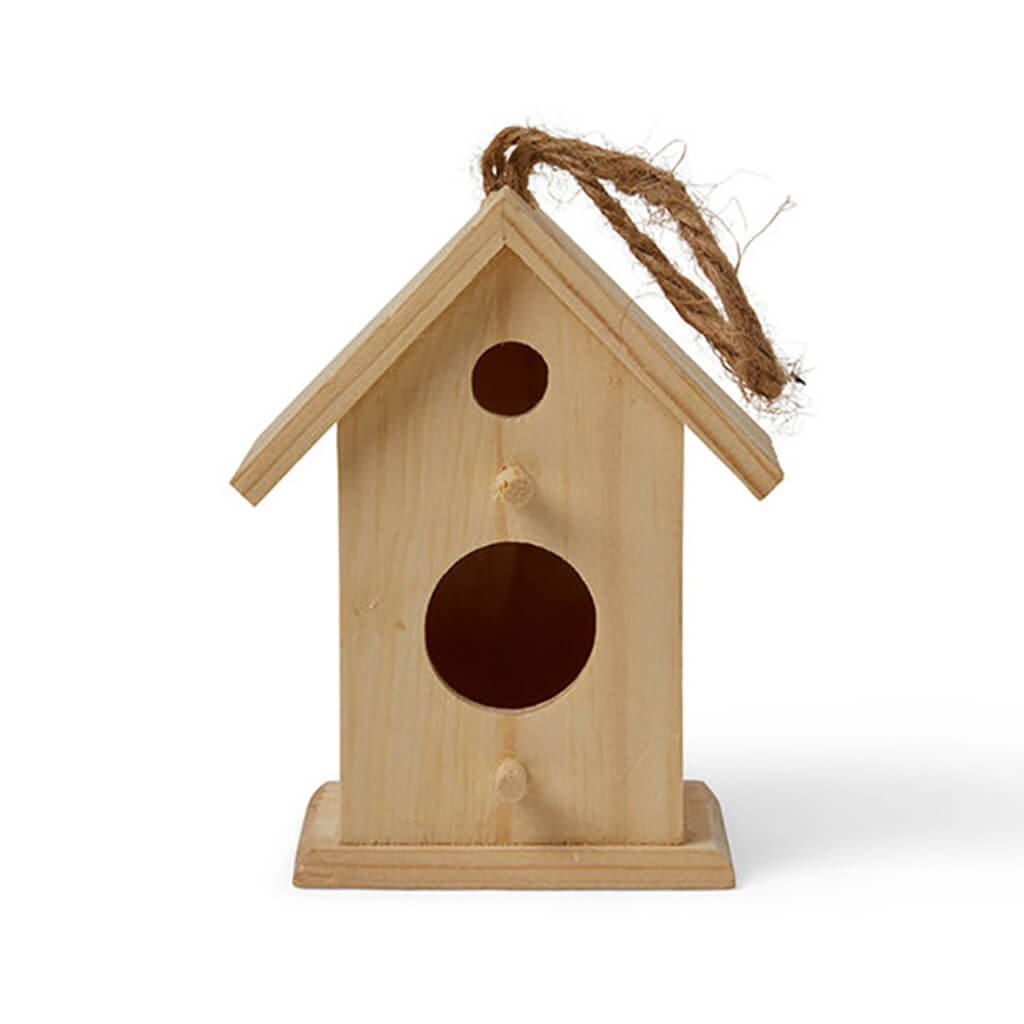 Wood 2 Hole Birdhouse 4in