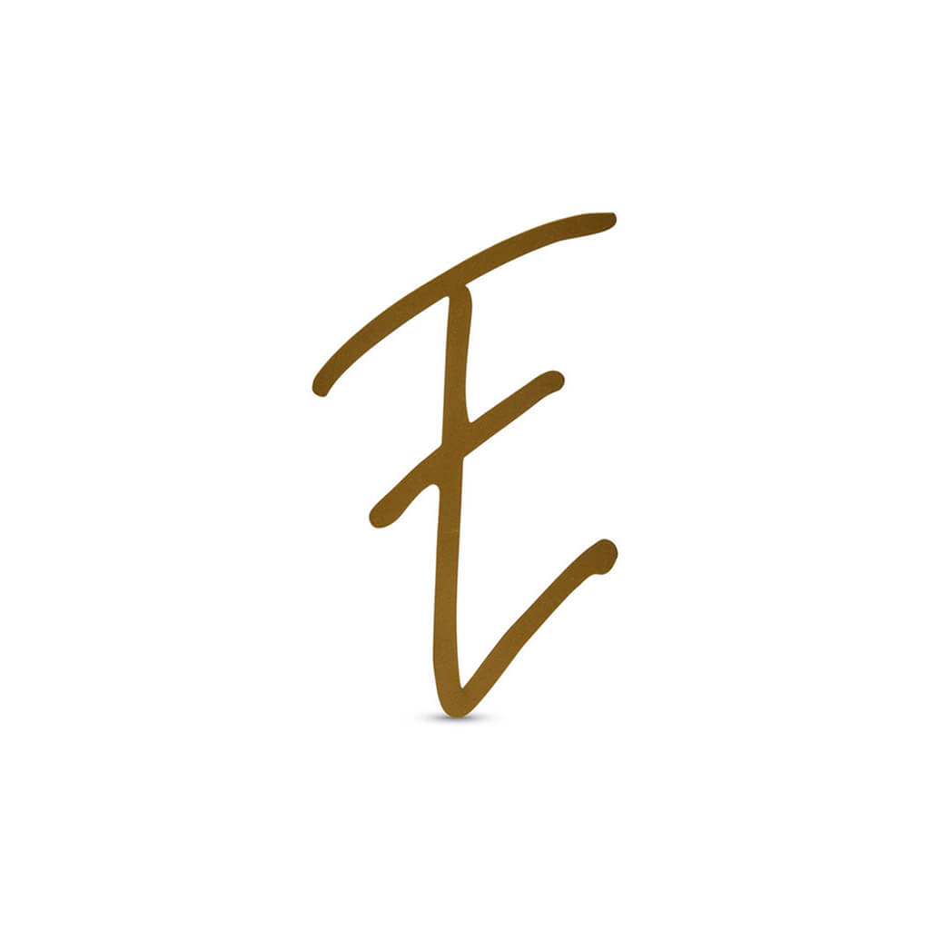 Gold Metal Script Letter E