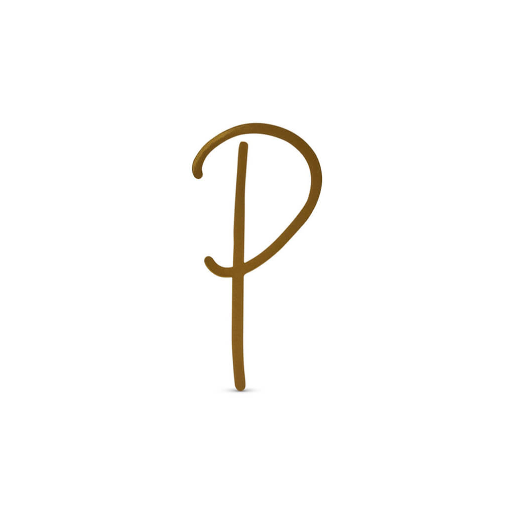 Gold Metal Script Letter P