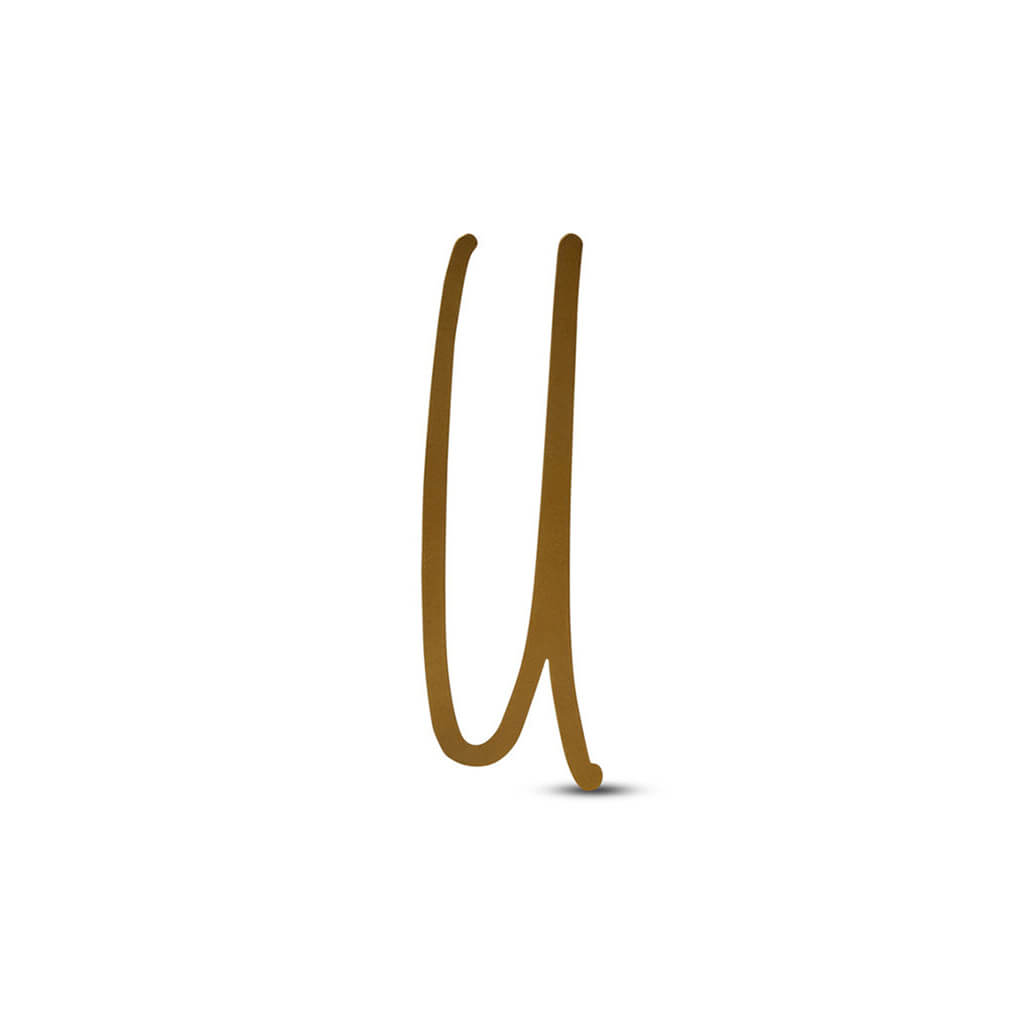 Gold Metal Script Letter U