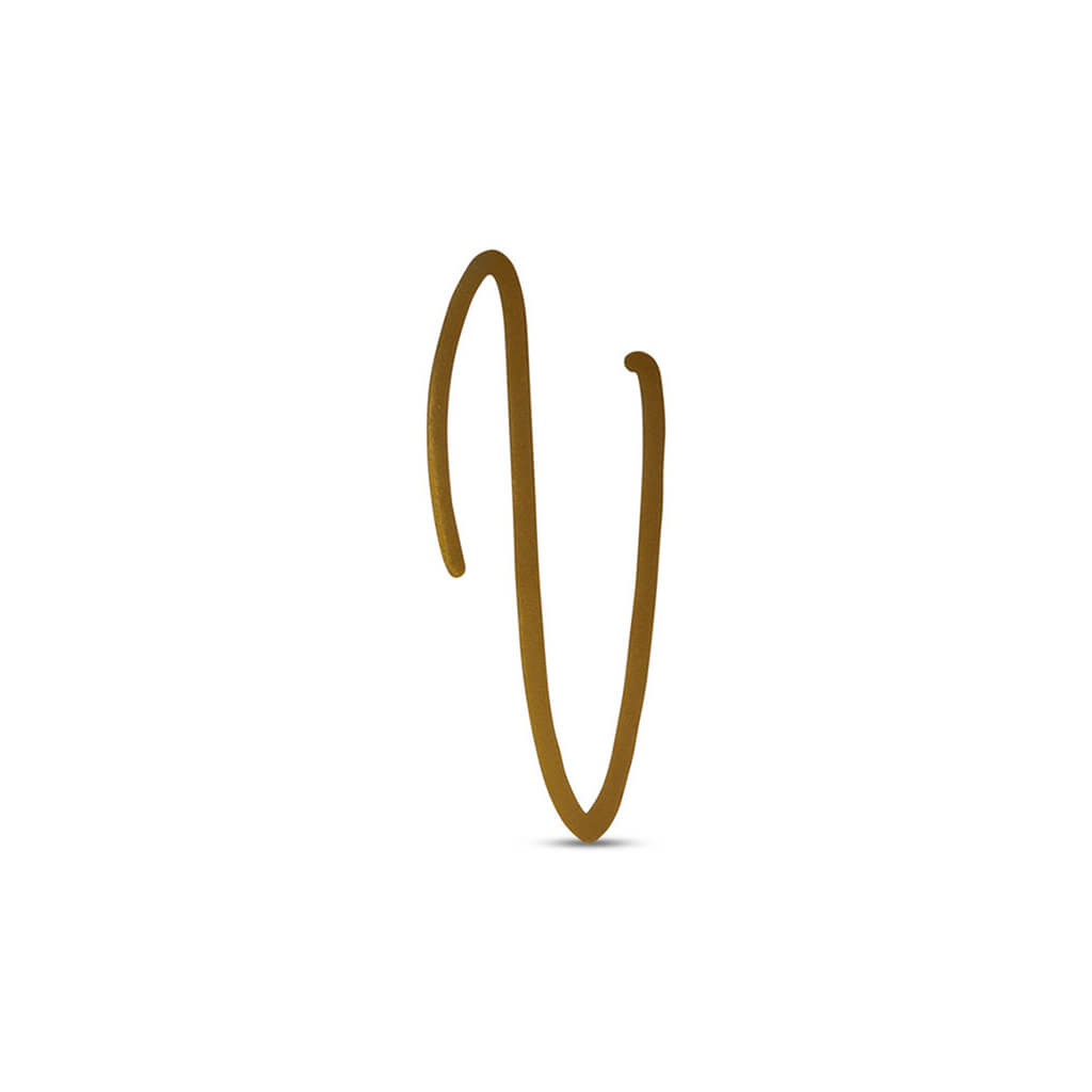 Gold Metal Script Letter V