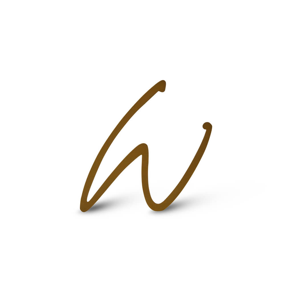 Gold Metal Script Letter W