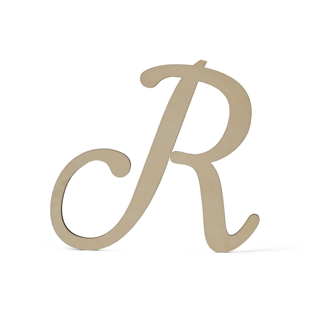 Flat Wood Fancy Script Uppercase R