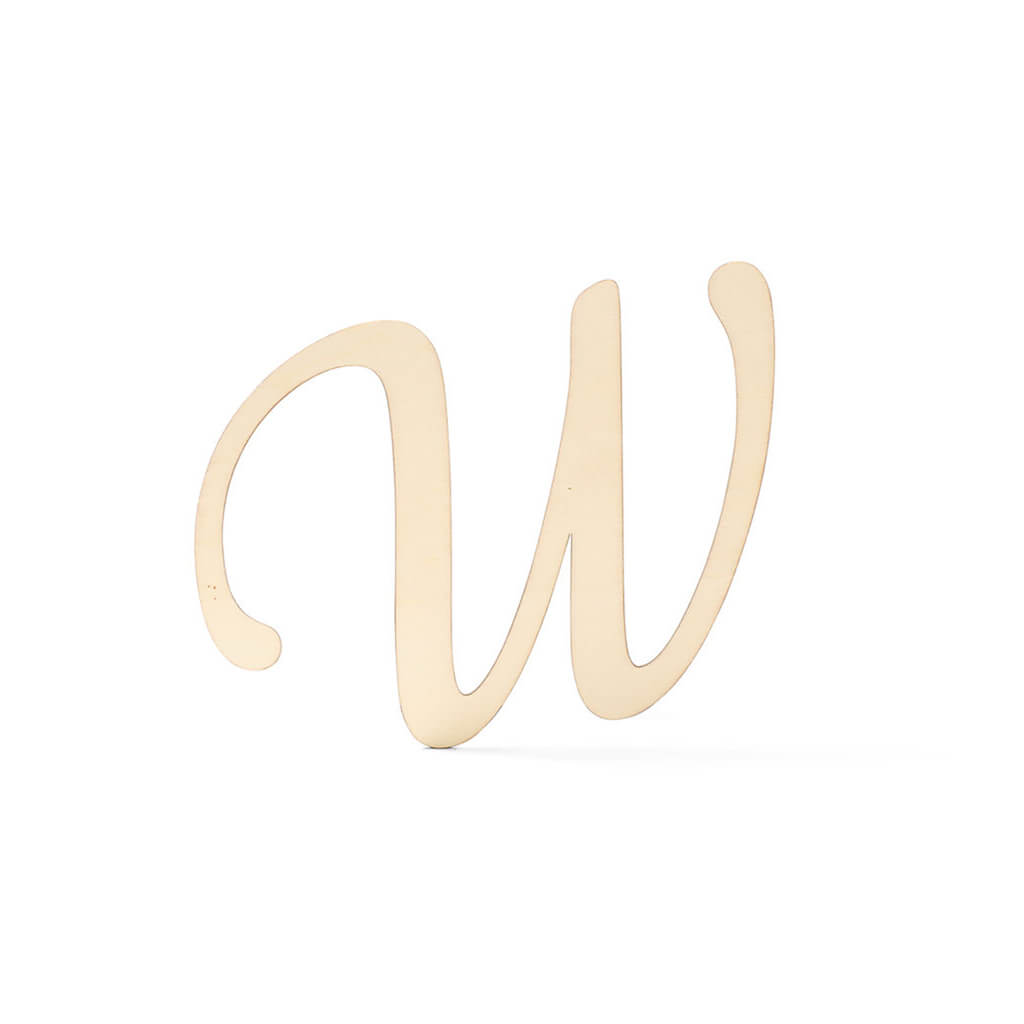 Flat Wood Fancy Script Uppercase W