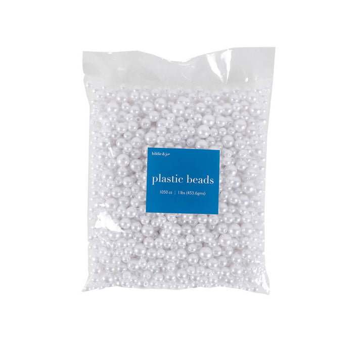 Round Plastic Pearl Beads 16oz White