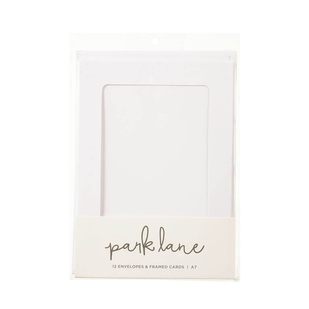 White Framed Cards and Envelopes 12ct