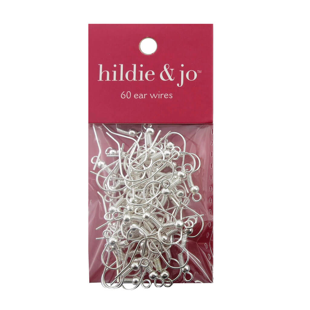 Shiny Silver Metal Ball Fish Hook Ear Wires 60pk 20mm