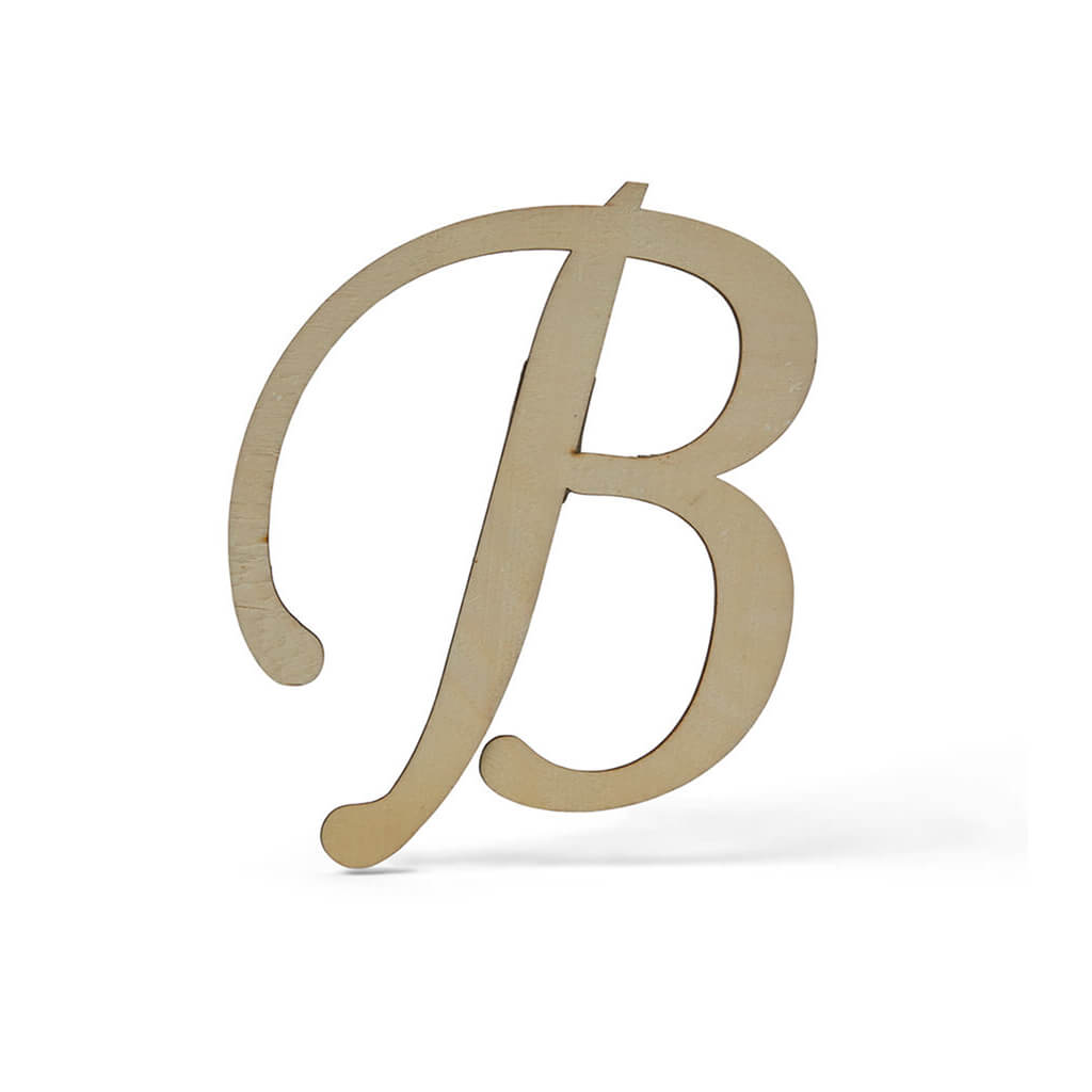 Flat Wood Fancy Script Uppercase B