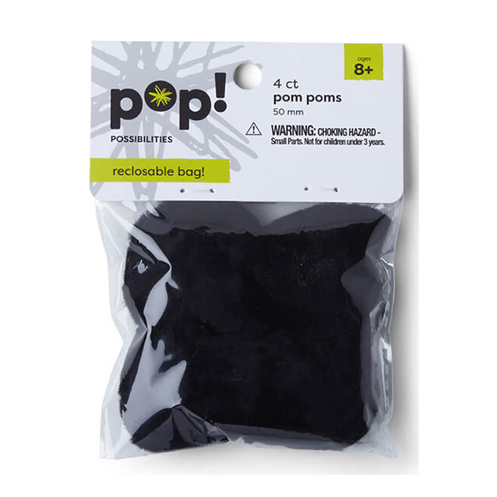 POP! Black Pom Poms 4pk 2in