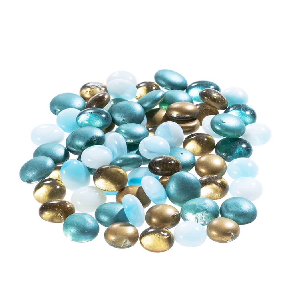 Gold &amp; Blue Glass Gems Mix 1lb