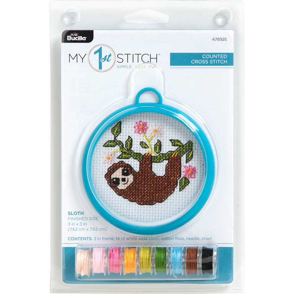 My 1st Stitch Mini Sloth Counted Cross Stitch Kit