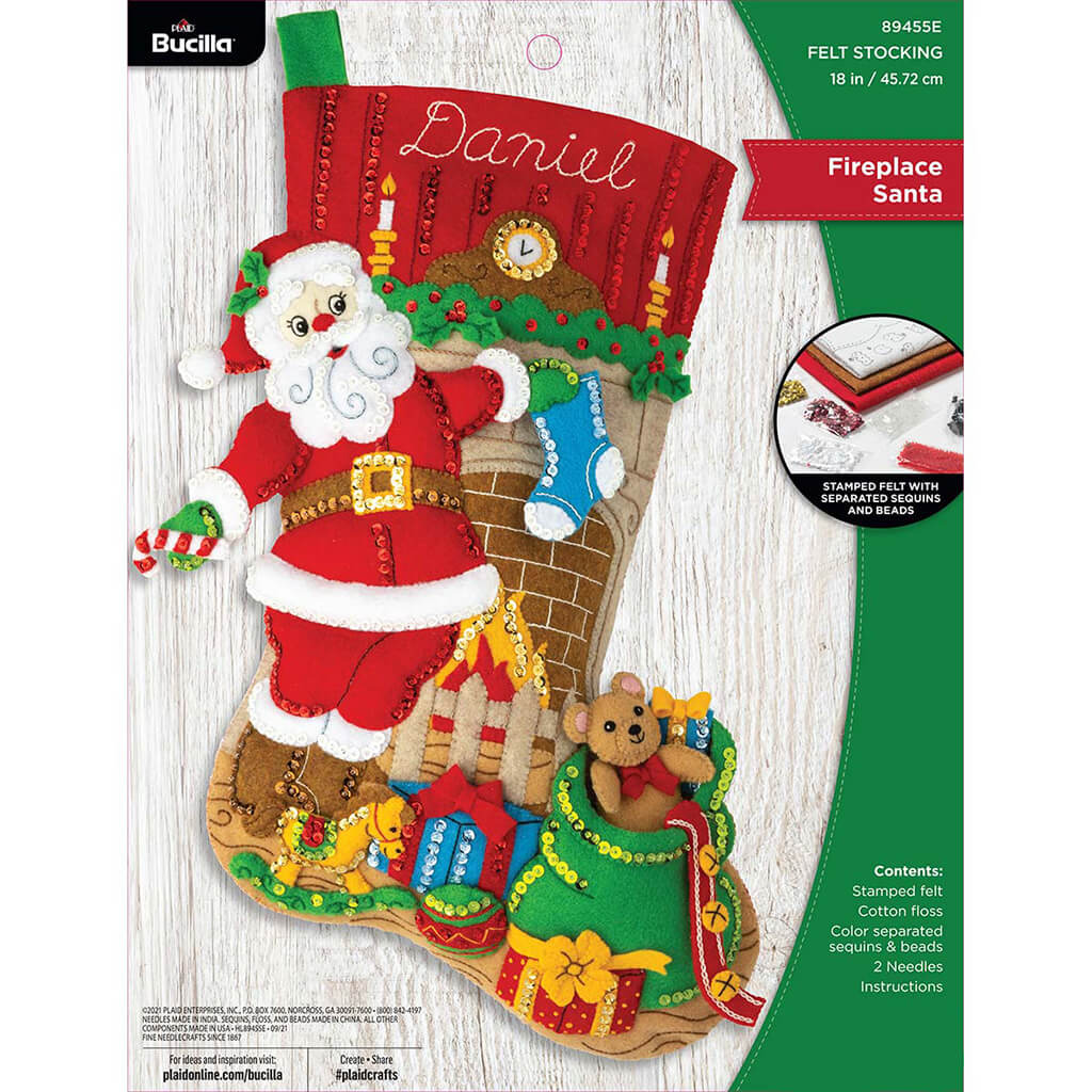 Fireplace Santa Bucilla Stocking Kit