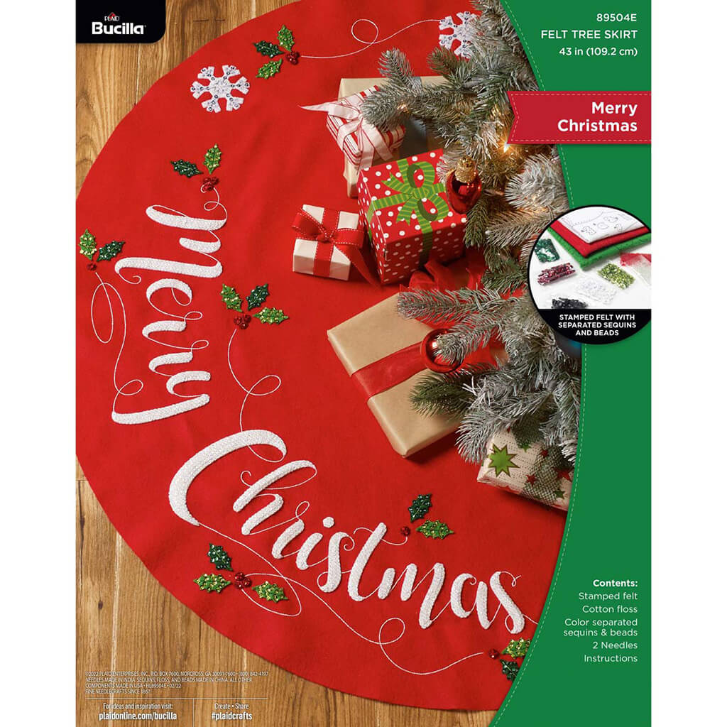 Merry Christmas Bucilla Tree Skirt Kit