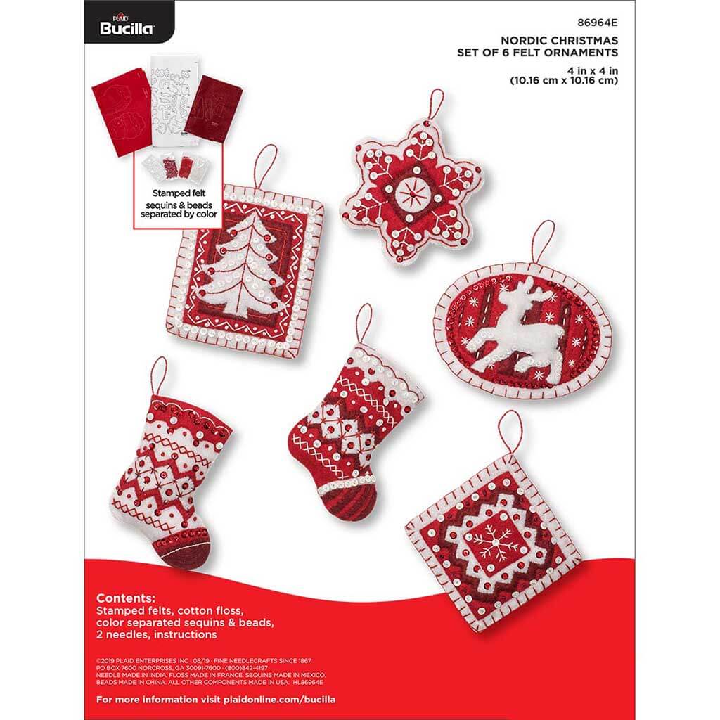 Nordic Pattern Bucilla Ornament Set of 6