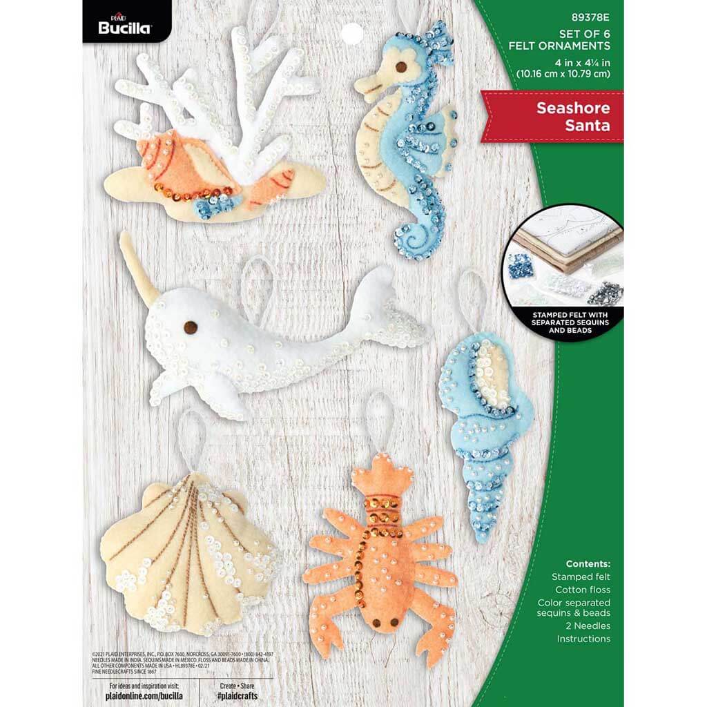 Seashore Santa Bucilla Ornament Kit Set of 6