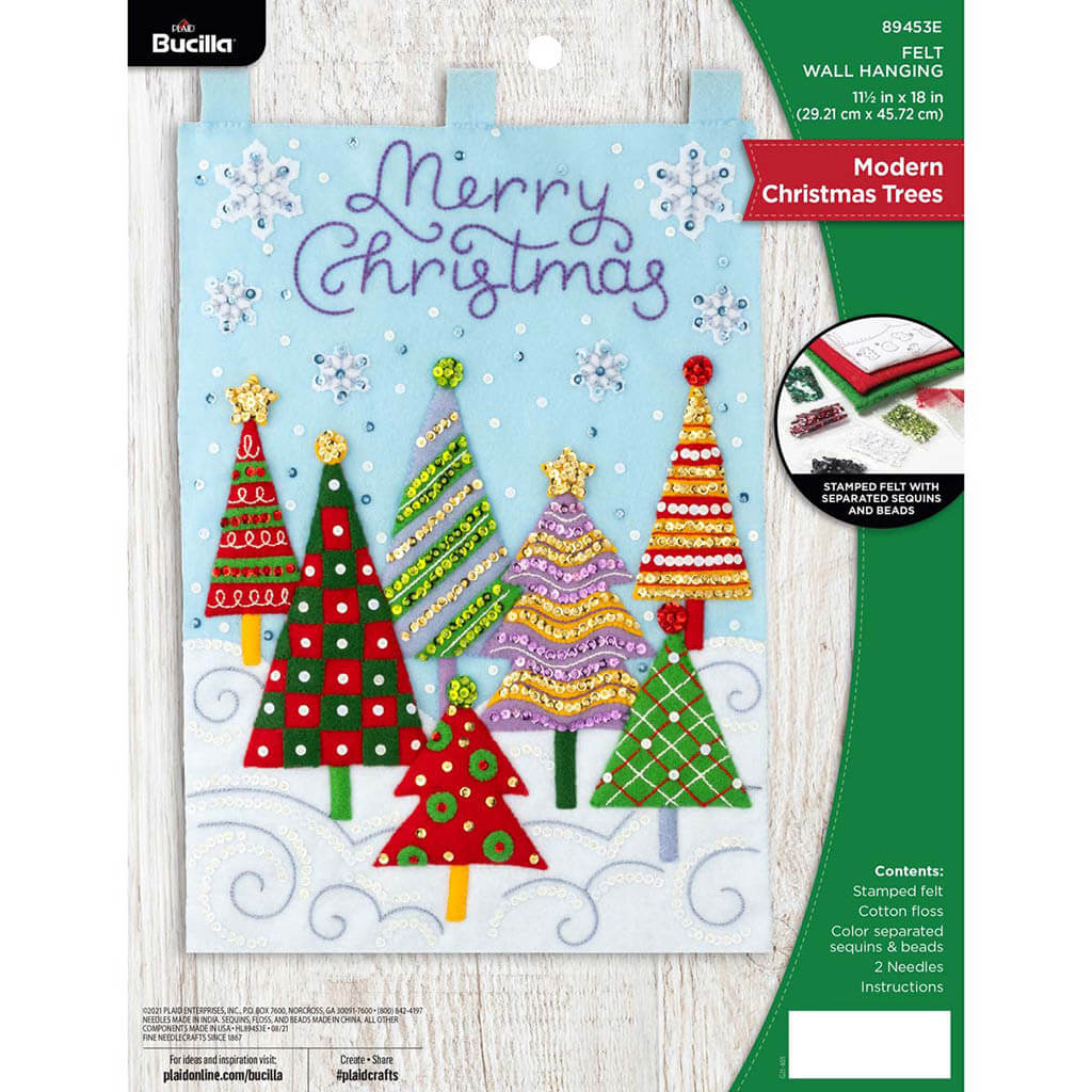 Modern Christmas Trees Wall Hanging Applique Kit